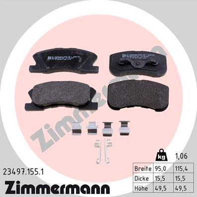 Zimmermann 23497.155.1 - Kit pastiglie freno, Freno a disco autozon.pro