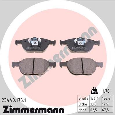 Zimmermann 23440.175.1 - Kit pastiglie freno, Freno a disco autozon.pro