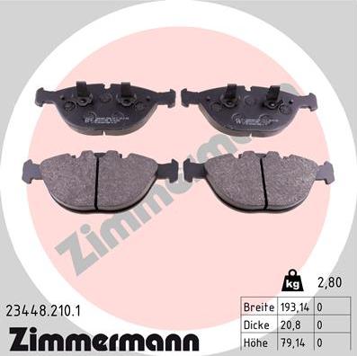 Zimmermann 23448.210.1 - Kit pastiglie freno, Freno a disco autozon.pro