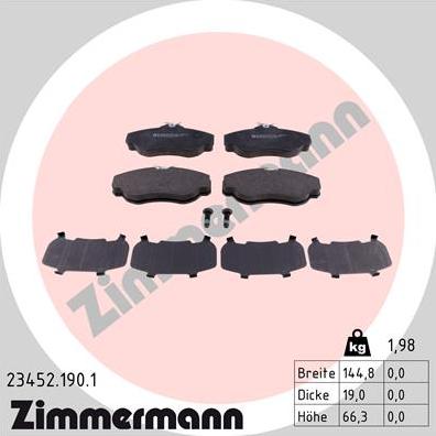 Zimmermann 23452.190.1 - Kit pastiglie freno, Freno a disco autozon.pro