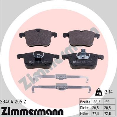 Zimmermann 23404.205.2 - Kit pastiglie freno, Freno a disco autozon.pro