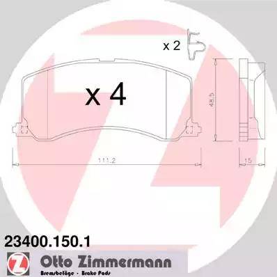 Zimmermann 23400.150.1 - Kit pastiglie freno, Freno a disco autozon.pro