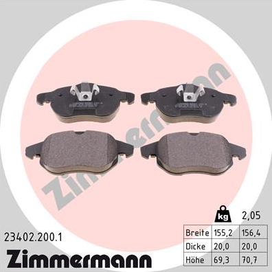 Zimmermann 23402.200.1 - Kit pastiglie freno, Freno a disco autozon.pro