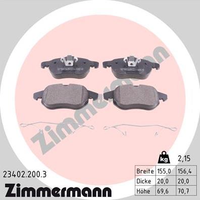 Zimmermann 23402.200.3 - Kit pastiglie freno, Freno a disco autozon.pro