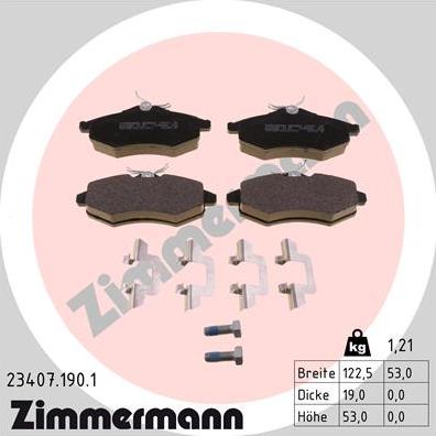 Zimmermann 23407.190.1 - Kit pastiglie freno, Freno a disco autozon.pro