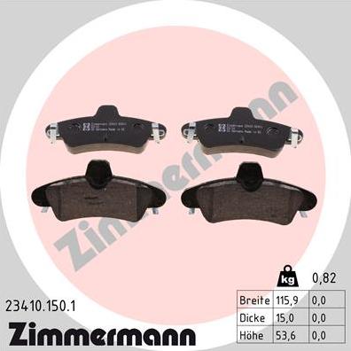 Zimmermann 23410.150.1 - Kit pastiglie freno, Freno a disco autozon.pro