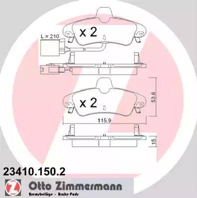 Zimmermann 23410.150.2 - Kit pastiglie freno, Freno a disco autozon.pro