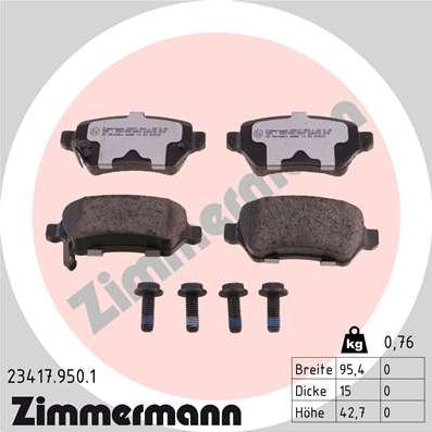 Zimmermann 23417.950.1 - Kit pastiglie freno, Freno a disco autozon.pro