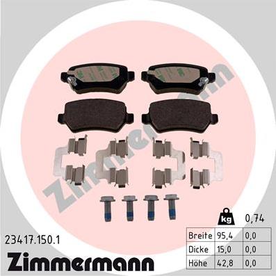 Zimmermann 23417.150.1 - Kit pastiglie freno, Freno a disco autozon.pro