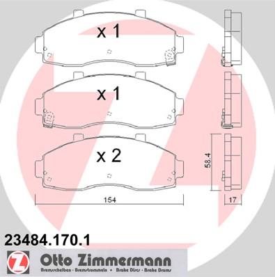 Zimmermann 23484.170.1 - Kit pastiglie freno, Freno a disco autozon.pro