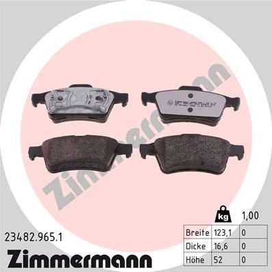 Zimmermann 23482.965.1 - Kit pastiglie freno, Freno a disco autozon.pro