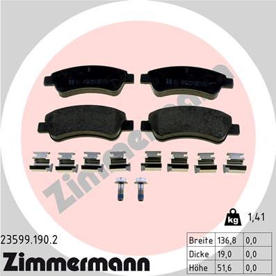 Zimmermann 23599.190.2 - Kit pastiglie freno, Freno a disco autozon.pro