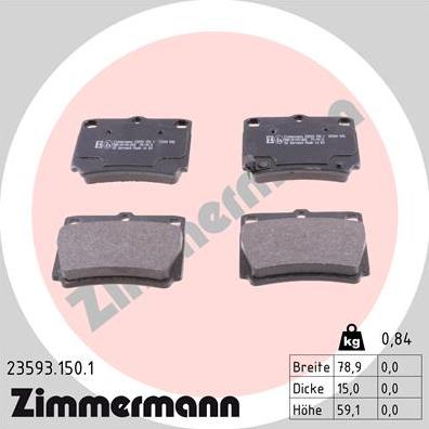 Zimmermann 23593.150.1 - Kit pastiglie freno, Freno a disco autozon.pro