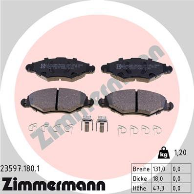 Zimmermann 23597.180.1 - Kit pastiglie freno, Freno a disco autozon.pro