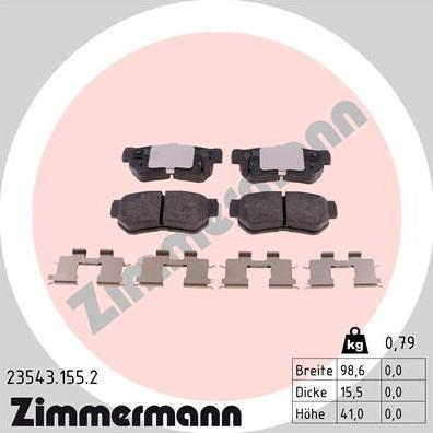 Zimmermann 23543.155.2 - Kit pastiglie freno, Freno a disco autozon.pro