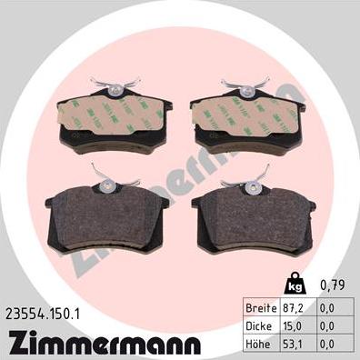 Zimmermann 23554.150.1 - Kit pastiglie freno, Freno a disco autozon.pro