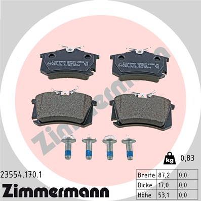 Zimmermann 23554.170.1 - Kit pastiglie freno, Freno a disco autozon.pro