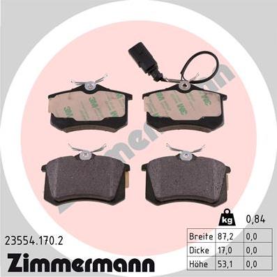 Zimmermann 23554.170.2 - Kit pastiglie freno, Freno a disco autozon.pro