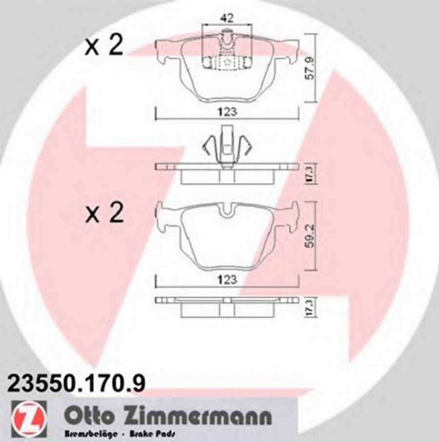 Zimmermann 235501709 - Kit pastiglie freno, Freno a disco autozon.pro