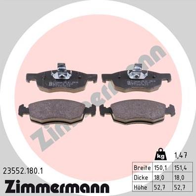 Zimmermann 23552.180.1 - Kit pastiglie freno, Freno a disco autozon.pro