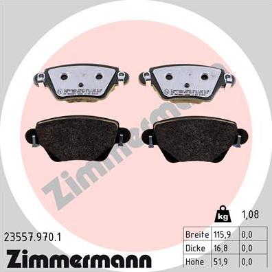 Zimmermann 23557.970.1 - Kit pastiglie freno, Freno a disco autozon.pro