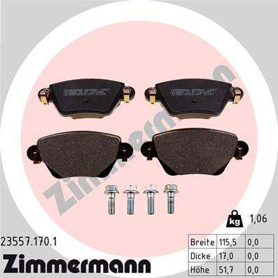 Zimmermann 23557.170.1 - Kit pastiglie freno, Freno a disco autozon.pro