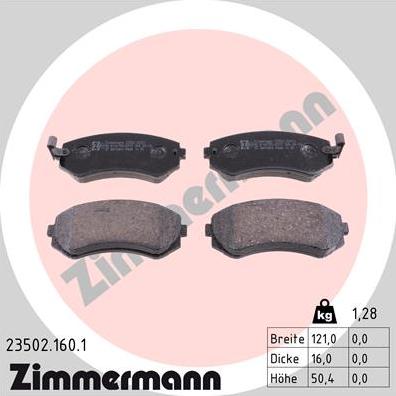 Zimmermann 23502.160.1 - Kit pastiglie freno, Freno a disco autozon.pro