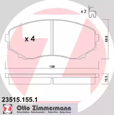 Zimmermann 23515.155.1 - Kit pastiglie freno, Freno a disco autozon.pro