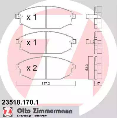 Zimmermann 23518.170.1 - Kit pastiglie freno, Freno a disco autozon.pro