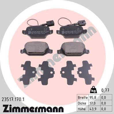 Zimmermann 23517.170.1 - Kit pastiglie freno, Freno a disco autozon.pro