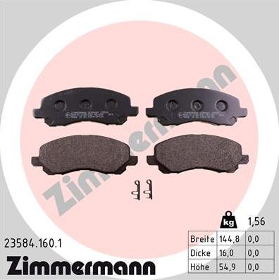 Zimmermann 23584.160.1 - Kit pastiglie freno, Freno a disco autozon.pro