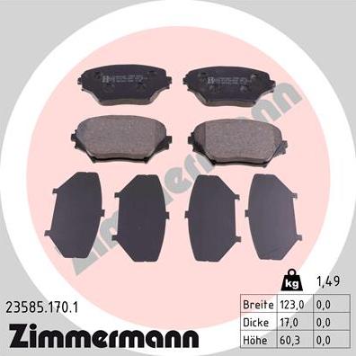 Zimmermann 23585.170.1 - Kit pastiglie freno, Freno a disco autozon.pro