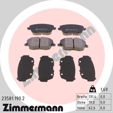 Zimmermann 23581.190.2 - Kit pastiglie freno, Freno a disco autozon.pro