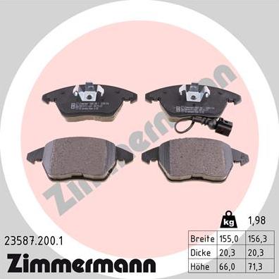 Zimmermann 23587.200.1 - Kit pastiglie freno, Freno a disco autozon.pro