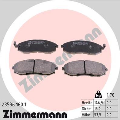 Zimmermann 23536.160.1 - Kit pastiglie freno, Freno a disco autozon.pro