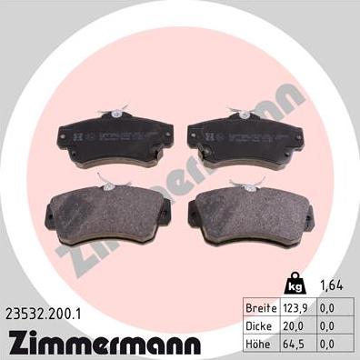 Zimmermann 23532.200.1 - Kit pastiglie freno, Freno a disco autozon.pro