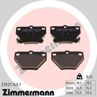 Zimmermann 23521.140.1 - Kit pastiglie freno, Freno a disco autozon.pro