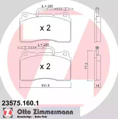 Zimmermann 23575.160.1 - Kit pastiglie freno, Freno a disco autozon.pro