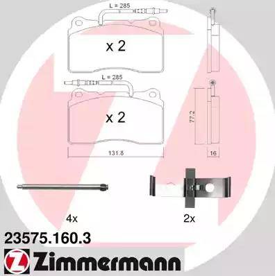 Zimmermann 23575.160.3 - Kit pastiglie freno, Freno a disco autozon.pro