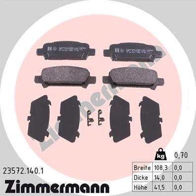 Zimmermann 23572.140.1 - Kit pastiglie freno, Freno a disco autozon.pro