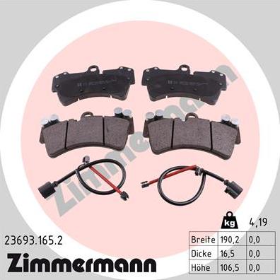 Zimmermann 23693.165.2 - Kit pastiglie freno, Freno a disco autozon.pro