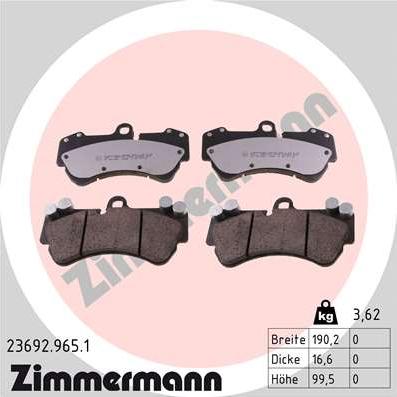 Zimmermann 23692.965.1 - Kit pastiglie freno, Freno a disco autozon.pro