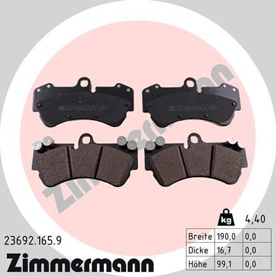 Zimmermann 23692.165.9 - Kit pastiglie freno, Freno a disco autozon.pro