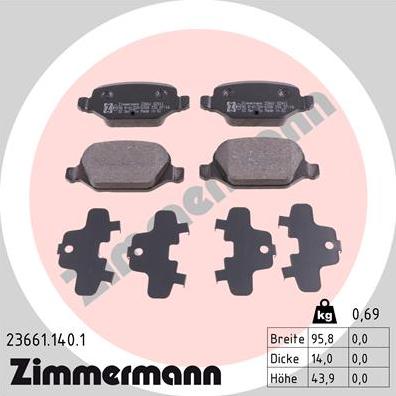 Zimmermann 23661.140.1 - Kit pastiglie freno, Freno a disco autozon.pro