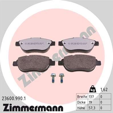 Zimmermann 23600.990.1 - Kit pastiglie freno, Freno a disco autozon.pro