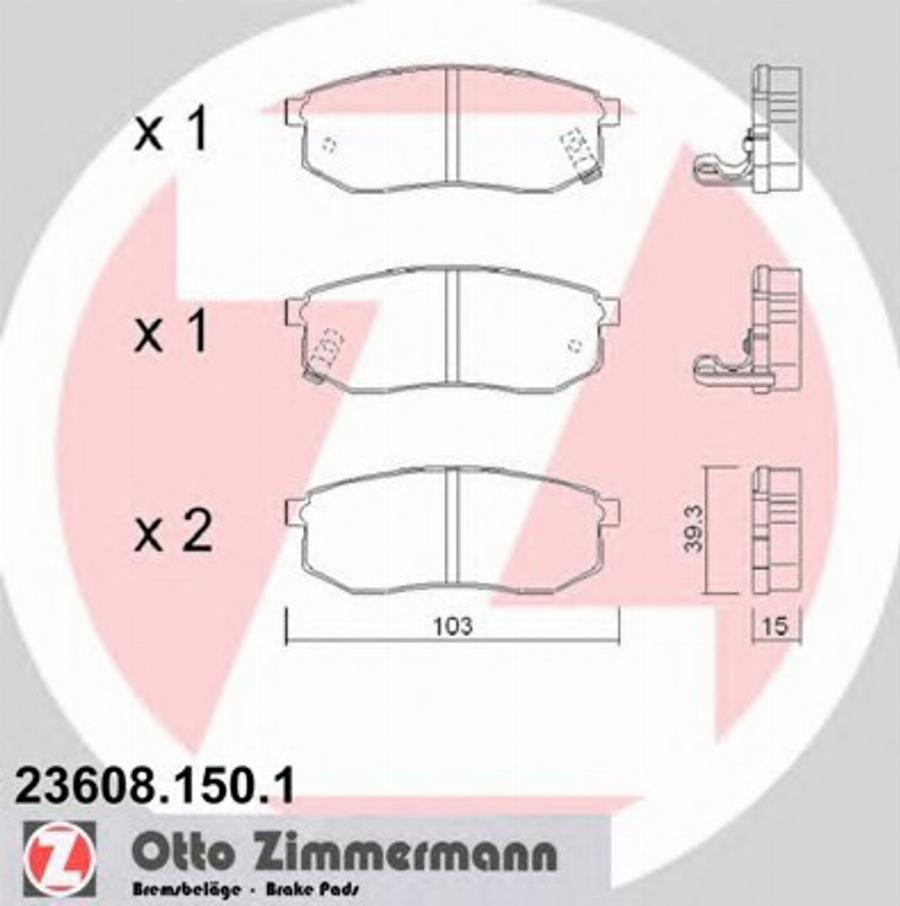 Zimmermann 236081501 - Kit pastiglie freno, Freno a disco autozon.pro