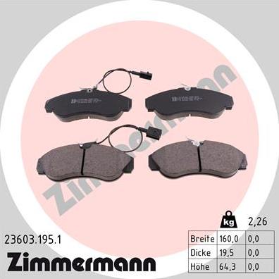 Zimmermann 23603.195.1 - Kit pastiglie freno, Freno a disco autozon.pro