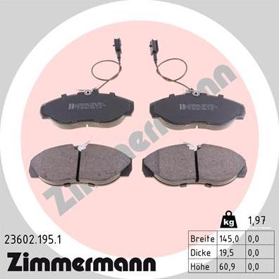 Zimmermann 23602.195.1 - Kit pastiglie freno, Freno a disco autozon.pro