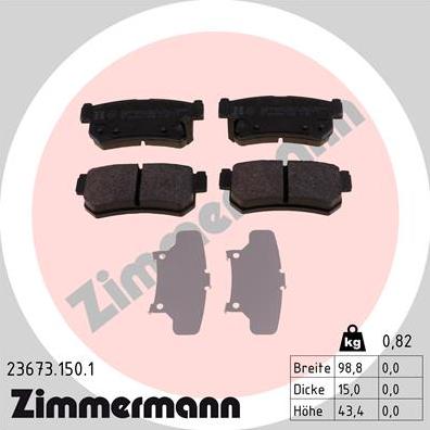 Zimmermann 23673.150.1 - Kit pastiglie freno, Freno a disco autozon.pro