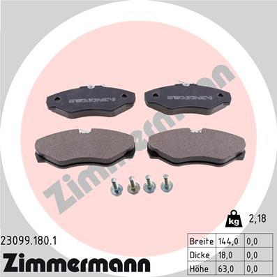 Zimmermann 23099.180.1 - Kit pastiglie freno, Freno a disco autozon.pro